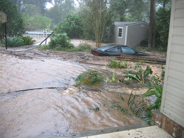 backyard as water rises