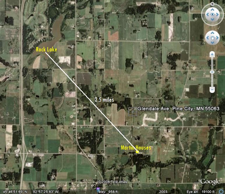 This aerial picture shows the distance (2.5 miles) to the nearest lake.